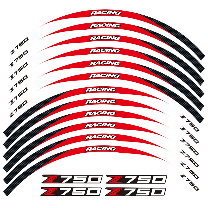 Новая высококачественная 12 шт подходит мотоциклетная наклейка для колес полоса светоотражающий обод для Kawasaki Z750 - Цвет: 3