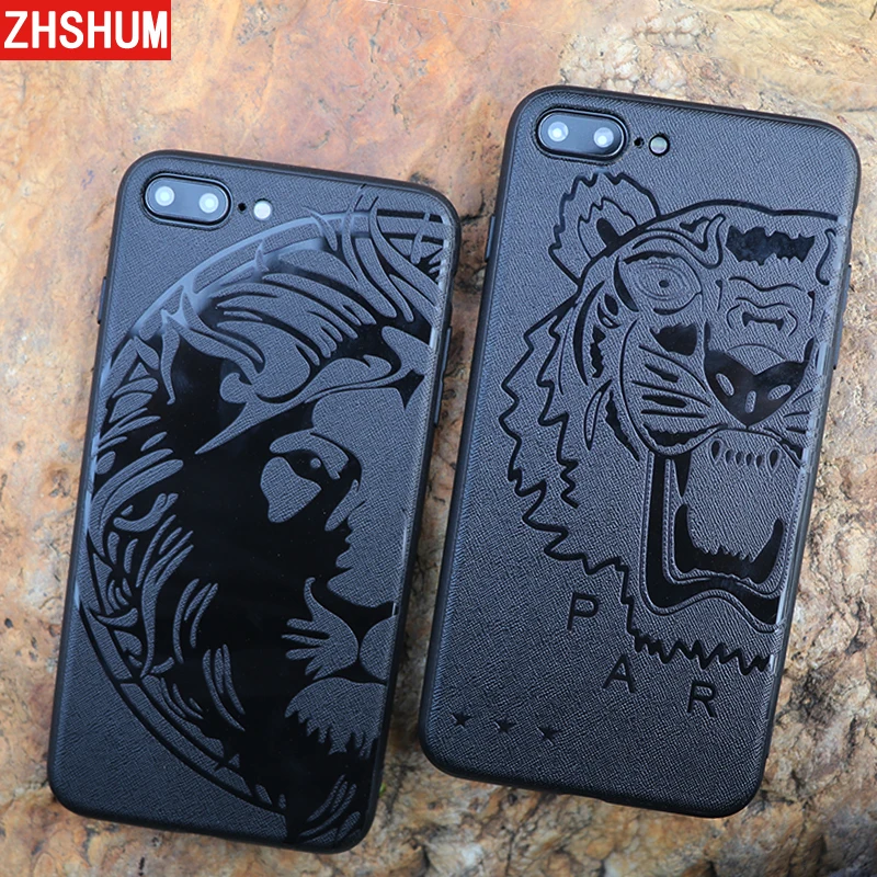 

3D Touch Case For IPhone X 8 7 Plus 6S XS MAX XR Soft Silicone Relief Phone Case For IPhone 7 S Plus 10 Cover tiger Batman lion