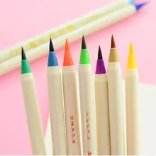 5/лот милые Kawaii мягкая разноцветная ручка Платина каллиграфия кисти Пластиковые кисти для рукописей для детей корейский стационарный