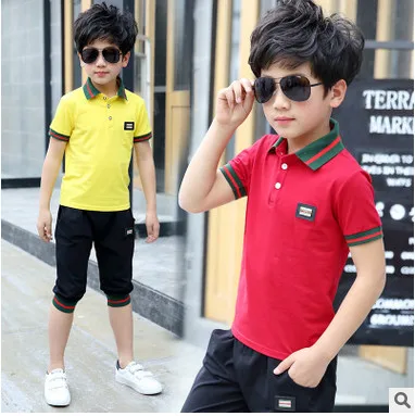 

Kids boys short-sleeved suit 2017 new summer children's casual Polo T-shirt big boy shorts baby girls clothes 3-15 yrs