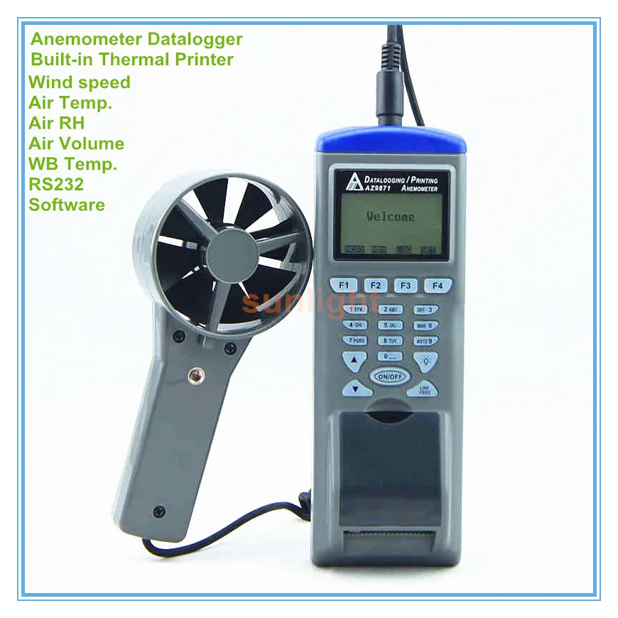 Anemometer Air Flow Datalogger with Built in Thermal Printer Wind speed