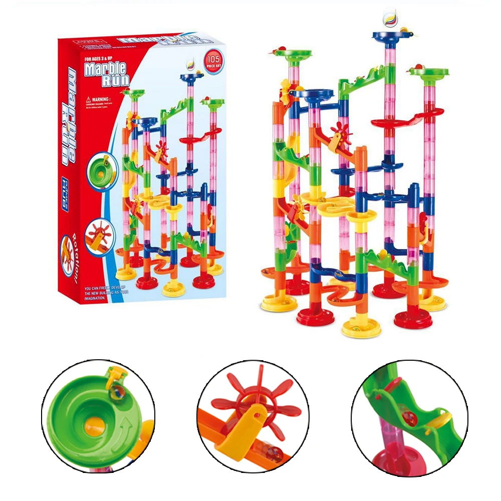 

105PCS DIY Track Building Pipe Blocks For Children Ball Circuit Marble Race Run Maze Balls Educational Toys Gift For Children