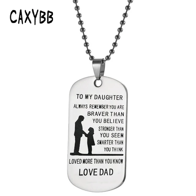 caxybb to my daughter chains link necklace gifts military metal