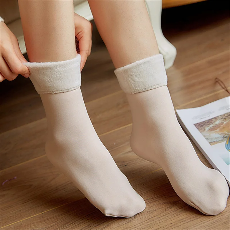 

Winter Snow Socks Warm Women Cotton Cashmere Wool Boots Sleeping Socks Women Solid Floor Thick Plus Velvet Korean Cotton Sock