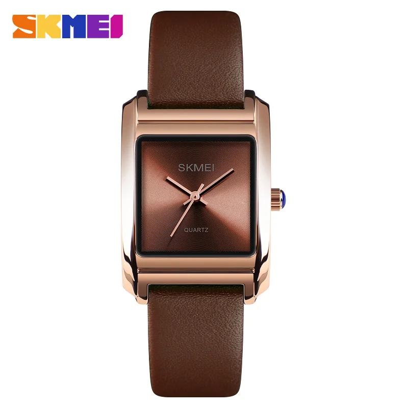 Лидирующий бренд SKMEI женские часы роскошные кожаные кварцевые наручные часы модные женские часы браслет водонепроницаемые часы женские часы - Цвет: Brown