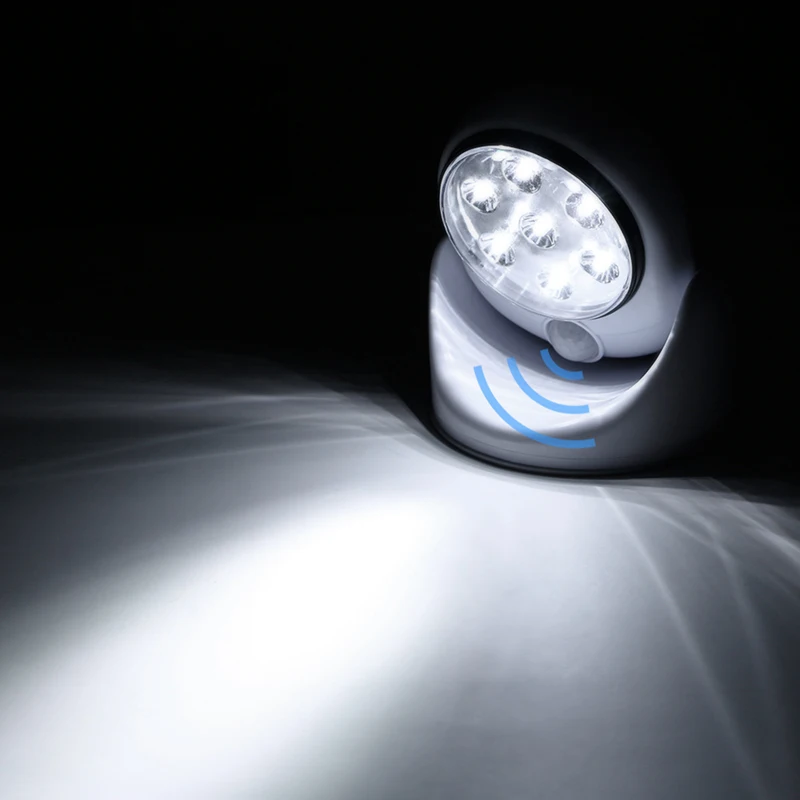 7 светодиодный светодиодные точки для лампы Настенные светильники датчик движения ночник вращение на 180 градусов беспроводной автоматический датчик безопасности настенный светильник