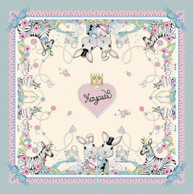 

The Simulation Silk Scarf Women 2016 New Spring Summer Fahion Brand Zebra Pattern Animal Rabbit Pink Shawls And Scarves 90*90