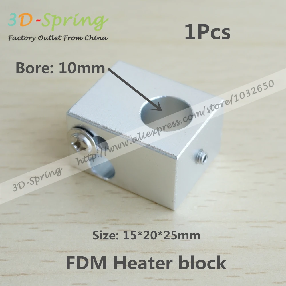 

1Pcs FDM Aluminum Heater Block Bore 10mm All-Metal For TMTCTW Nozzle Extruder HotEnd 15x20x25 15*20*25mm For 3D Printer