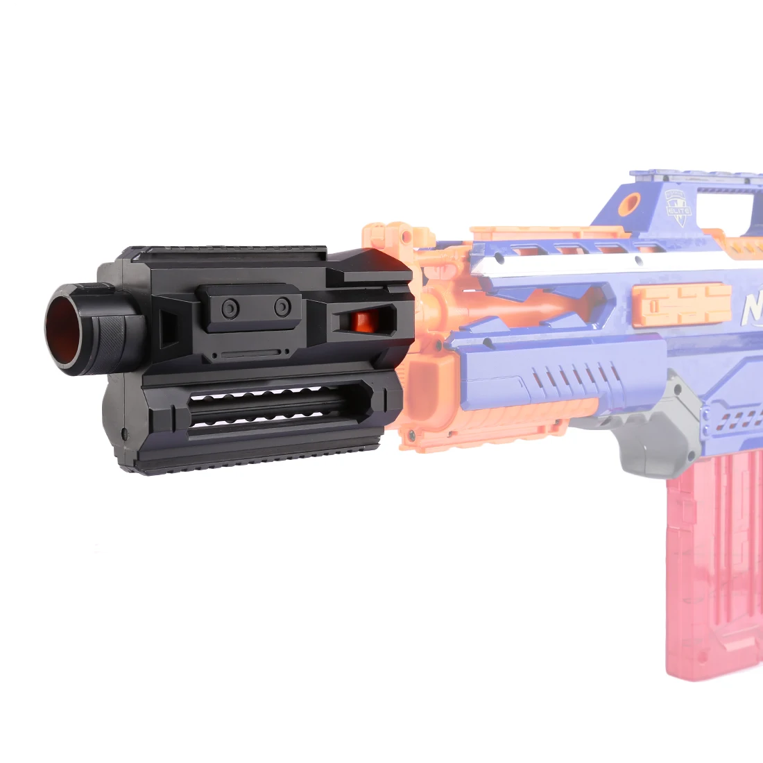 

New Modified Part Front Tube Decoration with Upper and Lower Guide Rail for Nerf Elite Series Black Parts For Nerf Toy Gun Mod
