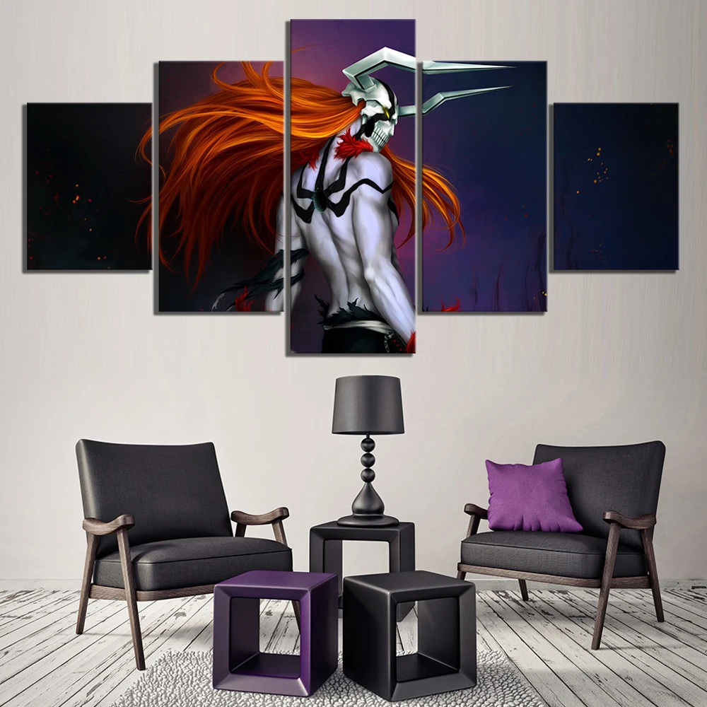 5 Piece Kurosaki Ichigo Bleach Anime Poster Drawing Art Canvas