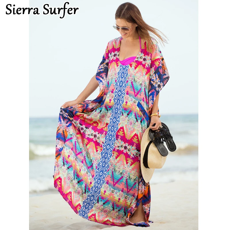 

Kaftan Beach Cover Up Beachwear Robe De Plage Swimwear Women Towel Swimsuit Summer Dress Color Chiffon Flower Skirt Blouse 2019