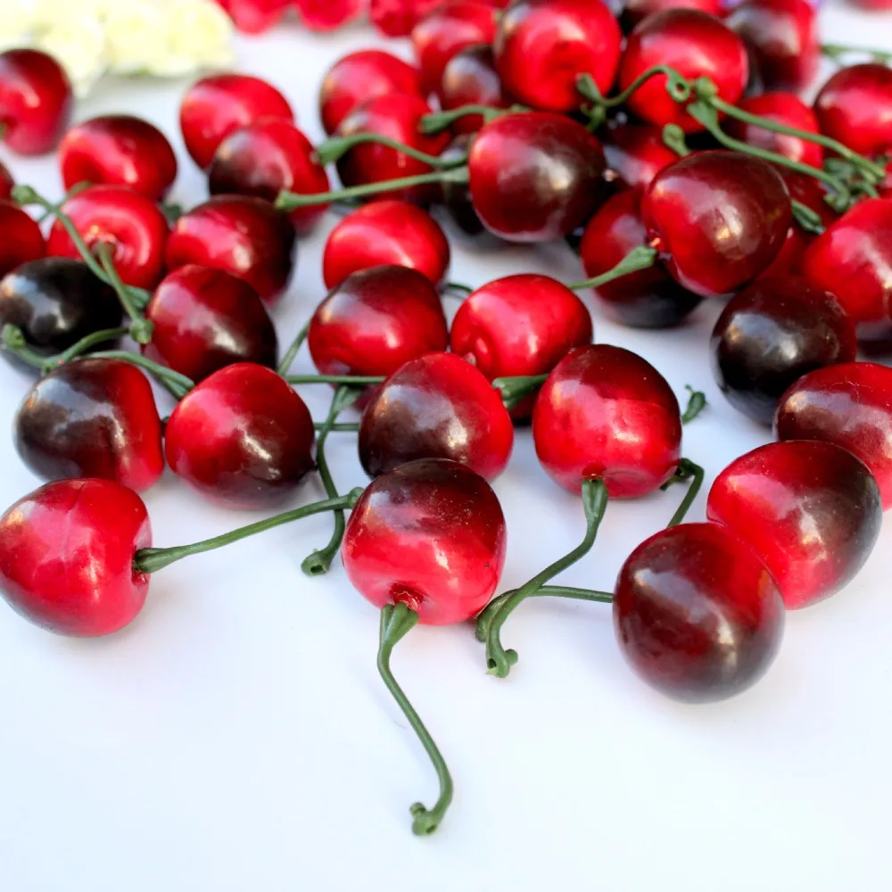 

20Pcs Mini Simulation Small Cherry Foam Plastic Fake Artificial Fruit Model Party Kitchen Wedding Christmas Tree Decoration