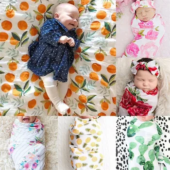 

Newborn Infant Baby Swaddle Blanket Soft Sleeping Swaddle Muslin Wrap Headband Photography Props Baby Costume Outfit