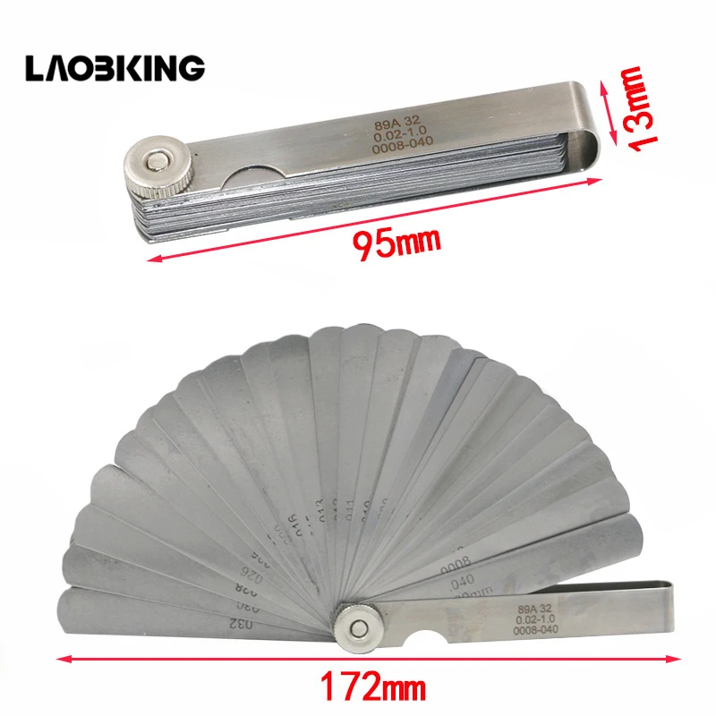 

32pcs in 1 Feeler Gauge 0.02-1.0mm Stainless Steel Gap Gauge High Precision Foldable Feeler Gauges Measuring Tool Plug Feeler