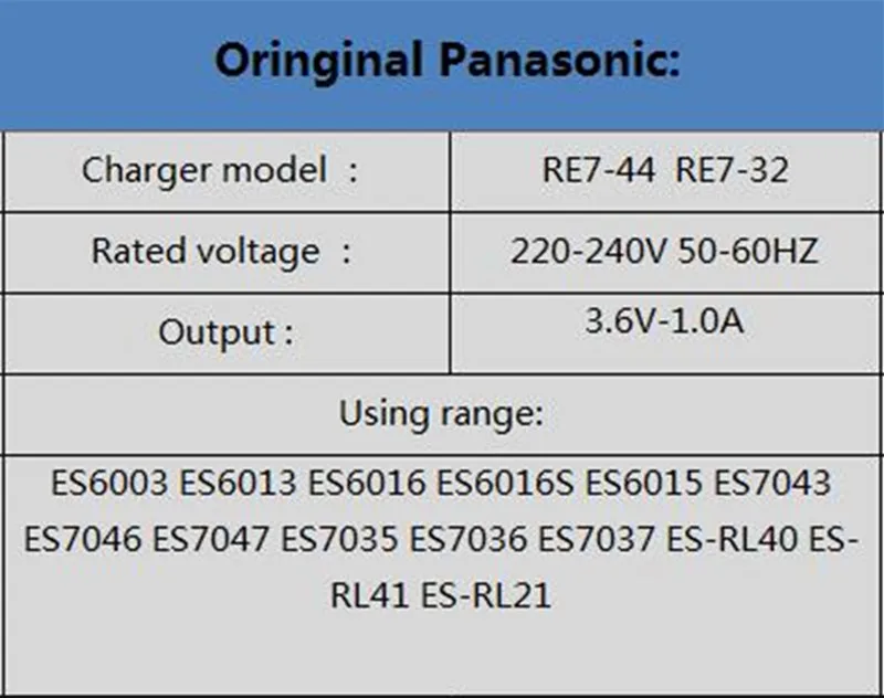 Мощность адаптер Зарядное устройство для цифрового фотоаппарата Panasonic бритва ES6003 ES6013S ES6016S ES7037 ES7035 ES7043 ES7046 ES7047