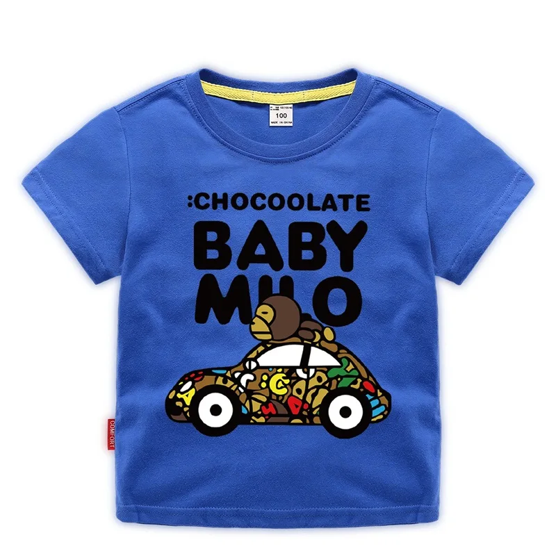 

Children's Driving Monkey Korean Girls Short Sleeve T-Shirt Boys Cotton Tops Children's Wear Children's Baby Clothes