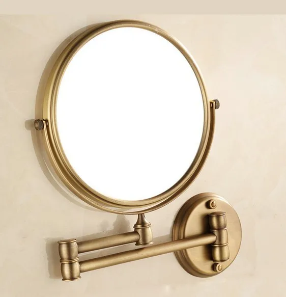 Antique folding bathroom makeup sided mirror retractable folding