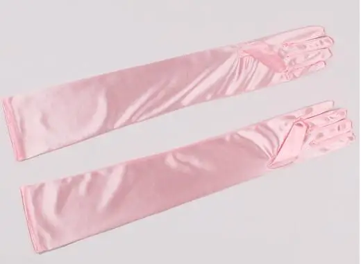 Женская длинная эластичная атласная перчатка Дамская Солнцезащитная перчатка 55 см R266 - Цвет: pink