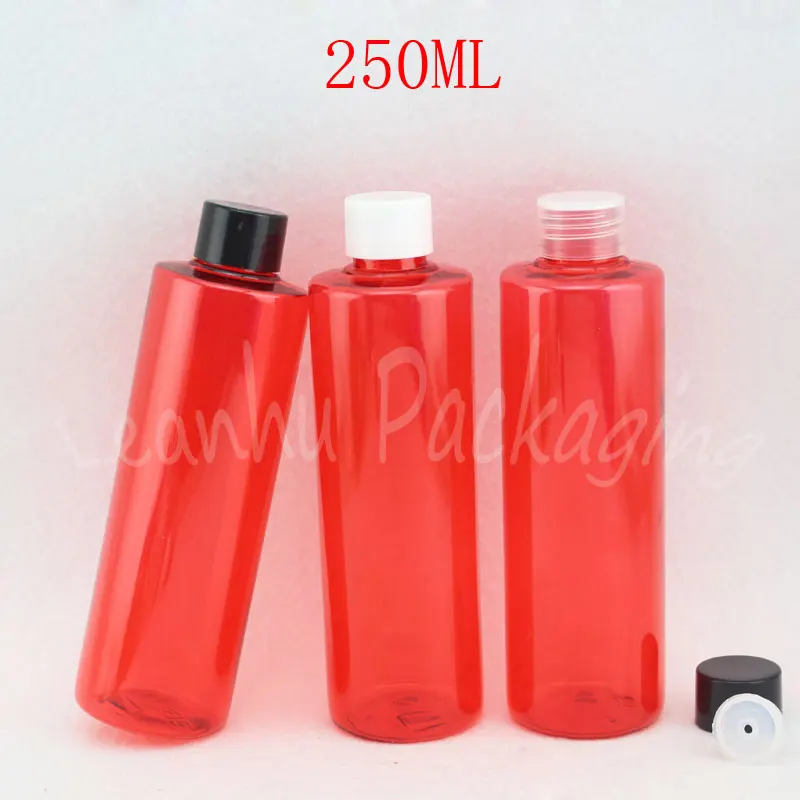 

250ML Red Plastic Bottle With Screw Cap , 250CC Shampoo / Toner / Lotion Sub-bottling , Empty Cosmetic Container ( 25 PC/Lot )