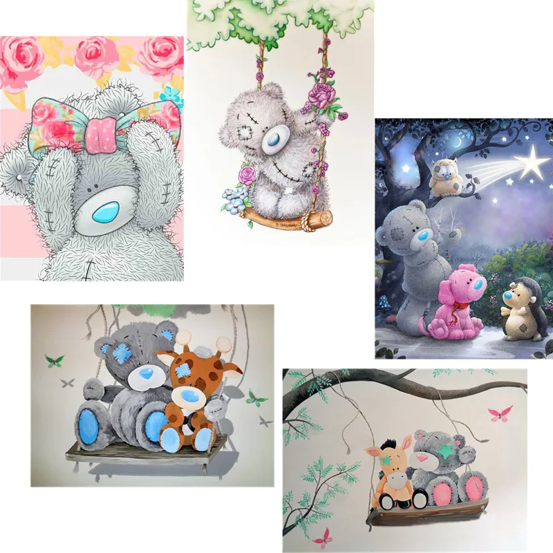 

5d DIY Diamond Embroidery Cartoon Bear Diamond Painting Cross Stitch Round Square Drill Rhinestone Child Gift Kids Room Decor