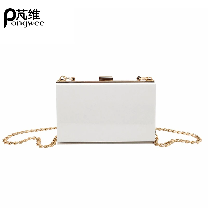 PONGWEE Chain Evening Bag Ladies Small Square Package Clear Plastic Handbags Bag