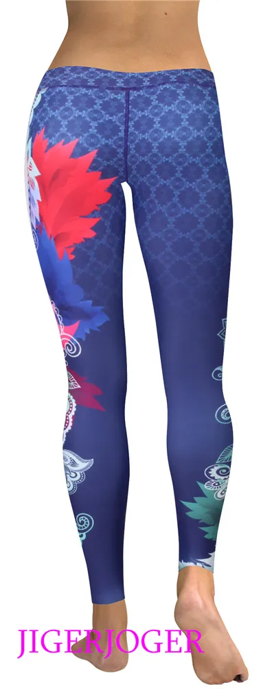 High Waist Retro Blue Side Floral legging (3)