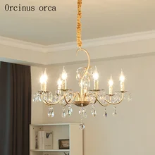 

American countryside creative gold crystal chandelier living room restaurant French luxury LED branch crystal pendant lamp