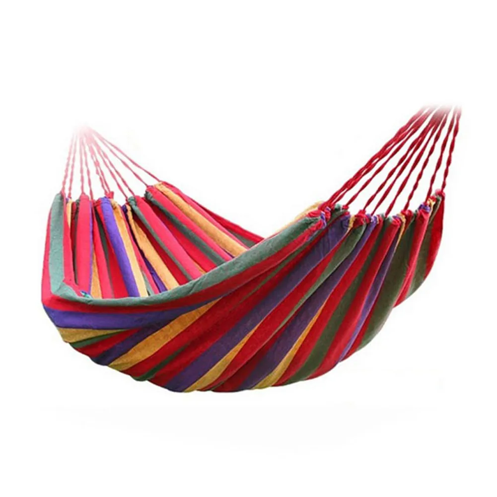 Portable Outdoor Hammock Garden Sports Hang BED Travel Camping Swing Stripe Double Person Bed Canvas Hammock