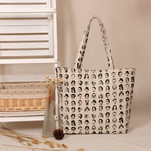 Женская Холщовая Сумка-тоут, модная сумка на плечо, лаконичная сумка с буквенным принтом, тканевая сумка на плечо, дамские хлопковые сумки для покупок