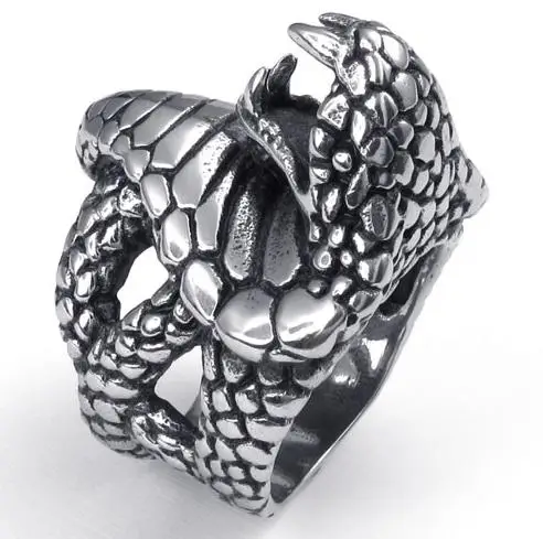 cheap 27mm High Quality Fashion King Cobra Silver Stainless Steel Rings Charm Punk Men Snake Ring Handsome Jewelry 073498