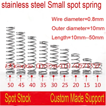 

0.8mm Wire OD=10mm Length=10mm--50mm stainless steel Small spot spring micro spring compression spring pressure spring OD=10mm