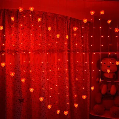 2x1,5 м 128 светодиодный s в форме сердца светодиодный светильник-гирлянда ЕС 220 В праздничные, рождественские, свадебные, вечерние, декоративный светодиодный светильник-сосулька - Испускаемый цвет: Красный