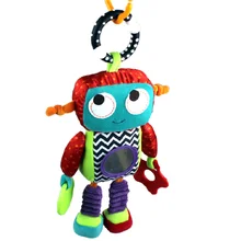 32cm Baby Soft Robot Plush Toy Crib Bed Stroller Hanging Robot Cute Android Teether Rattle Ring