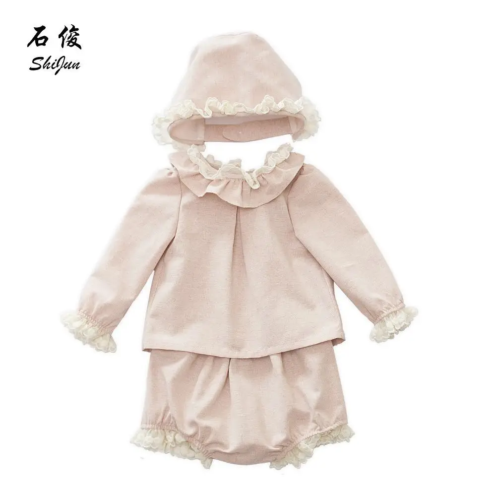 

MyLittleOne 2019 Spain Style Linen Lace Toddler Girl Clothes Set
