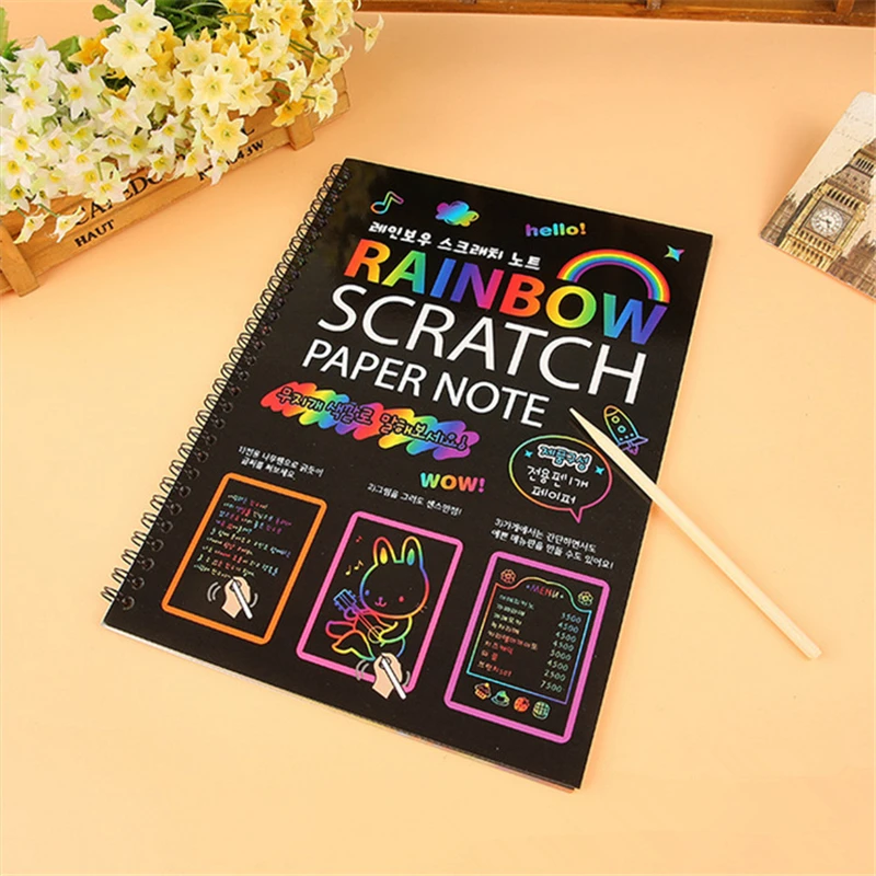 Large Magic Color Rainbow Scratch Paper DIY Doodling Rainbow Scratch