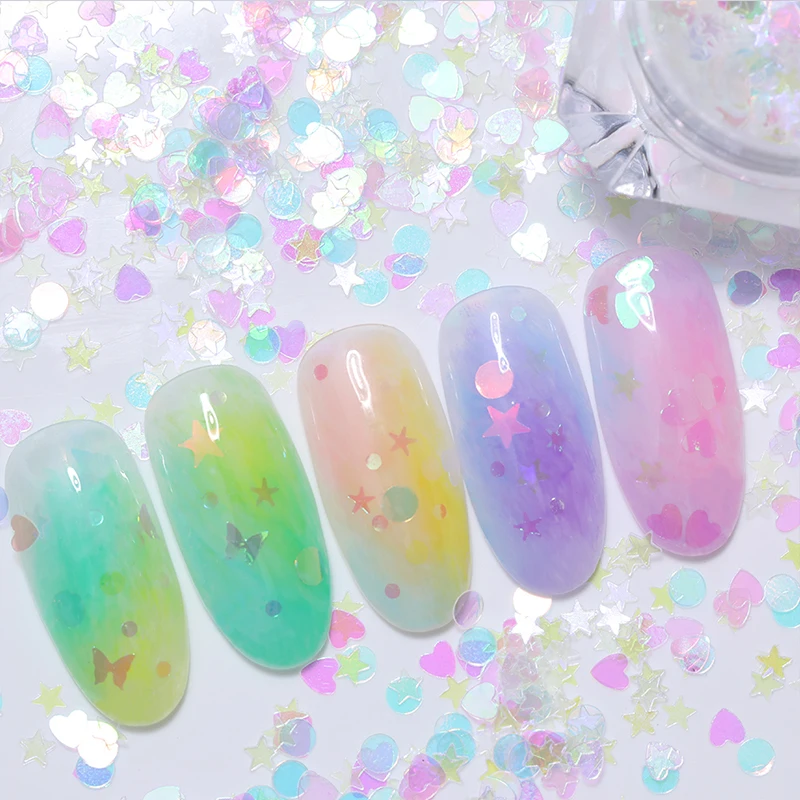 

2g/Box Holographic Nail Glitter Star Round Heart Mixed Patterns Flakes Mirror Irregular Paillette Sequins Nail Art Decoration