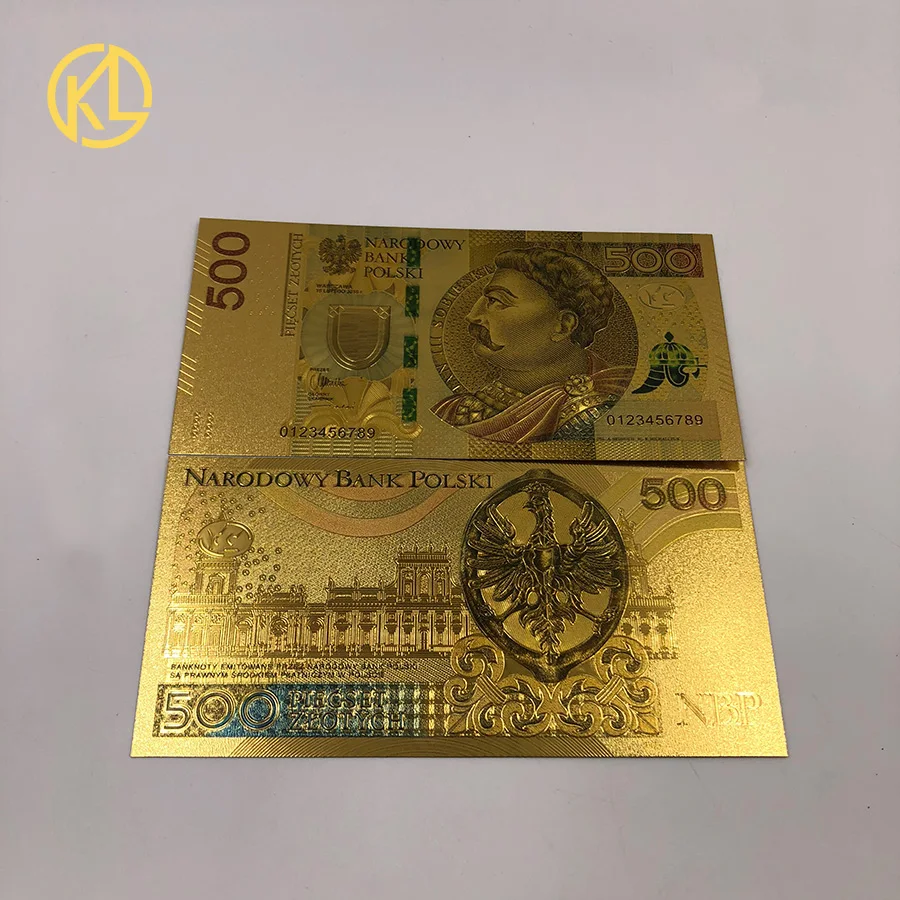 1 шт. уникальная цветная Золотая банкнота польская 500 фольга для денег Банкнота с