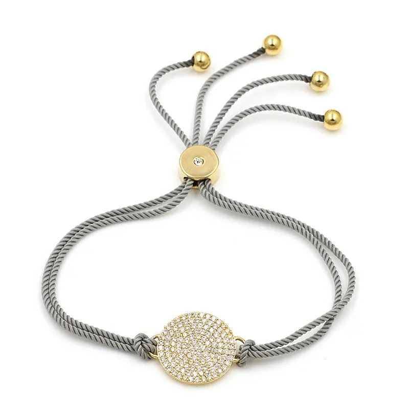 

WEIMANJINGDIAN Rope Chain Cubic Zirconia Pave Round Bracelets with Adjustable Slide Lock for Men or Women in Various Colors