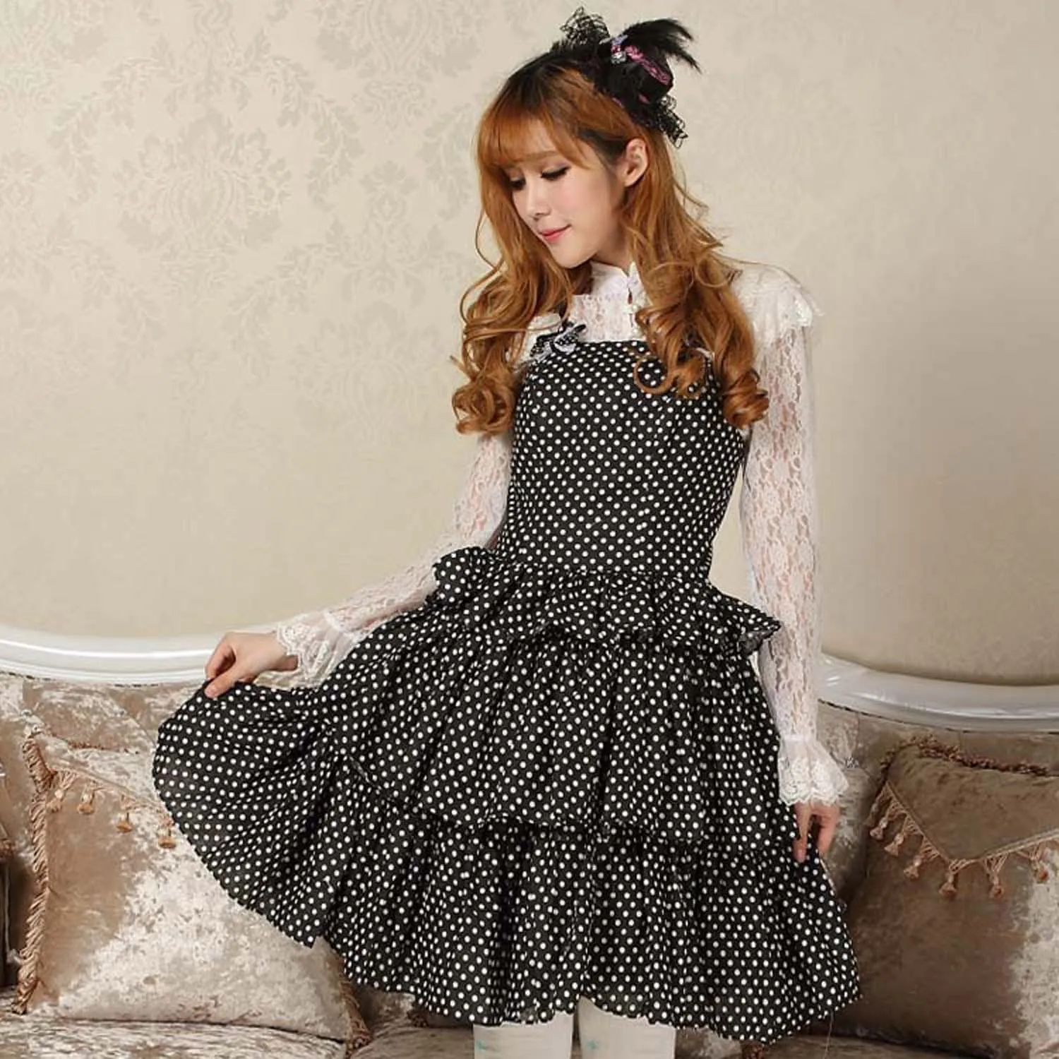 polka dot layered skirt