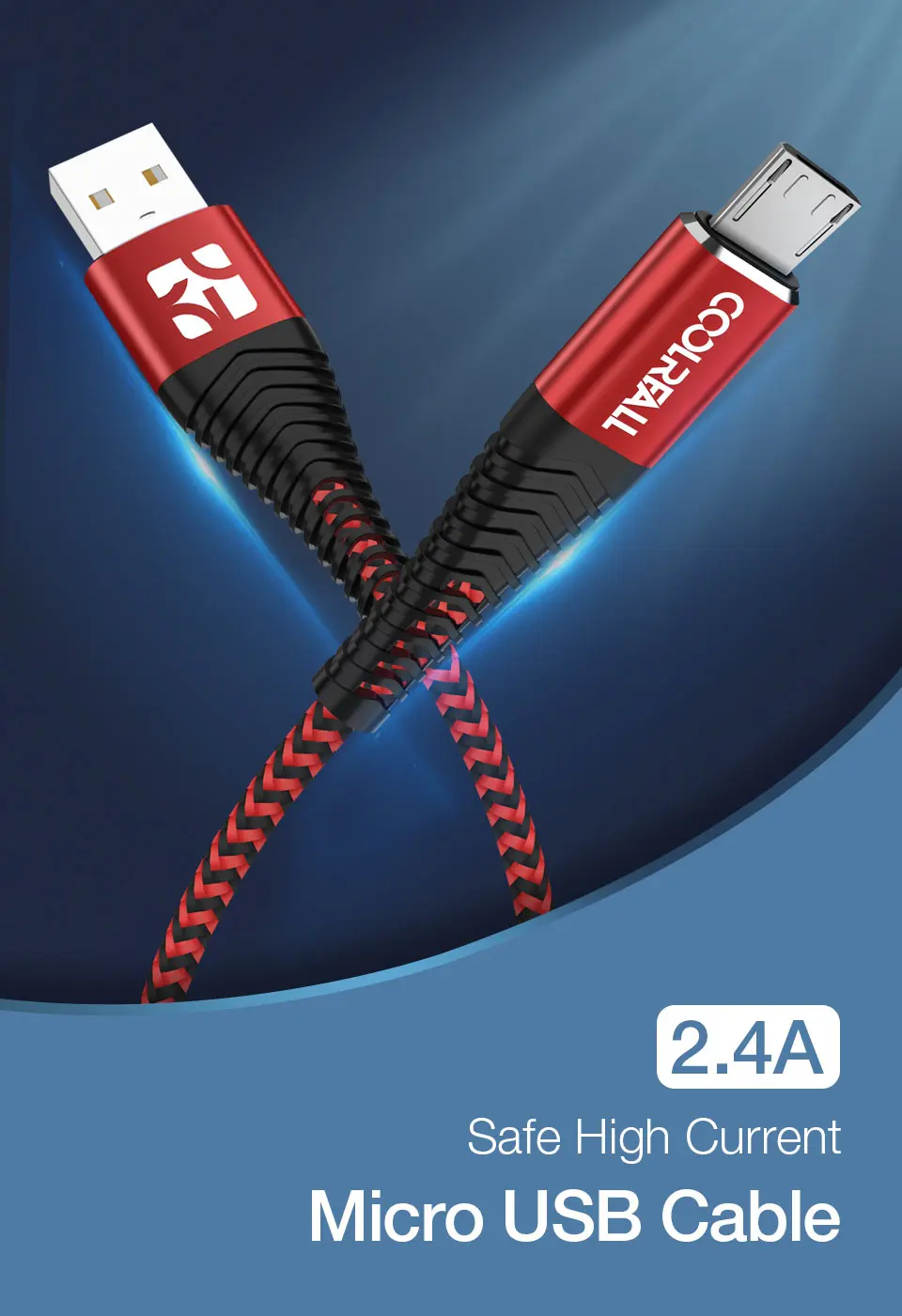 Coolreall 2.4A Micro USB кабель для быстрой зарядки USB кабель для передачи данных нейлоновый шнур синхронизации для samsung huawei Xiaomi LG Andriod Micro usb кабели