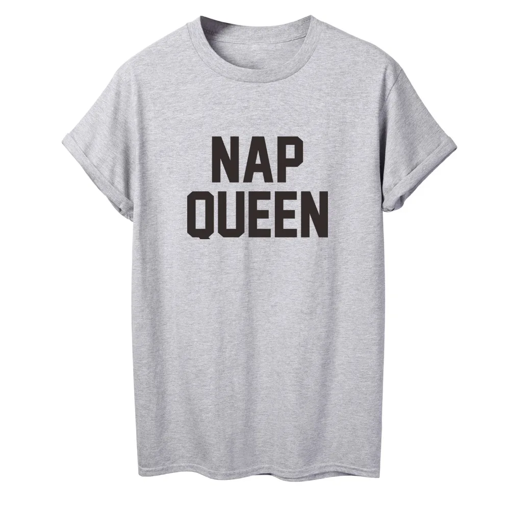 

ONSEME Female Hipster Basic T Shirt NAP QUEEN Letter Print Tees Summer Casual Loose Cotton T Shirt O-Neck Tops Tshirt femme A-47