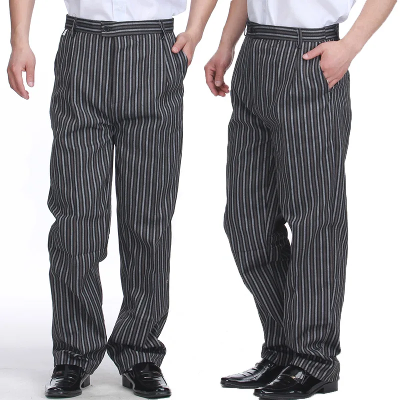 

Summer food service Free Shipping autumn Cook pants work pants checked striped chef pants unisex chef trousers