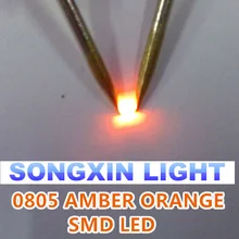 1000 шт. 0805 SMD оранжевый Янтарный диод 600-610nm SMT СВЕТОДИОДНЫЙ светильник диод вода прозрачный DIY супер яркие диоды