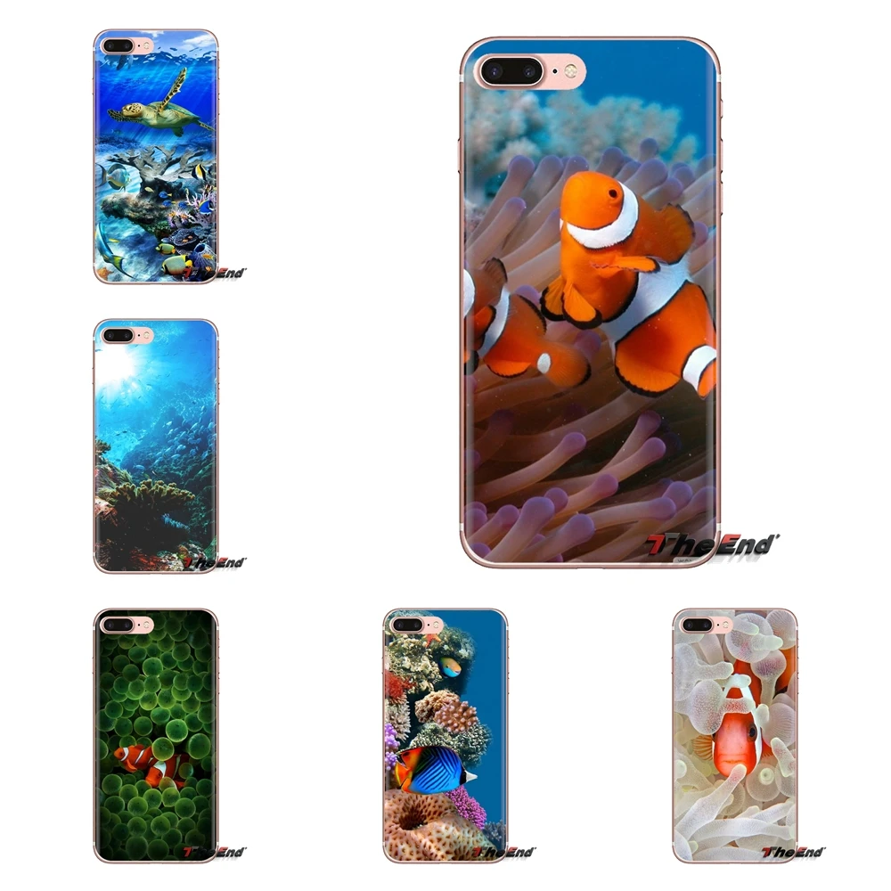 

For Sony Xperia Z Z1 Z2 Z3 Z5 compact M2 M4 M5 C4 E3 T3 XA Huawei Mate 7 8 Y3II Sea Life & Fish Wallpaper Soft Transparent Cases