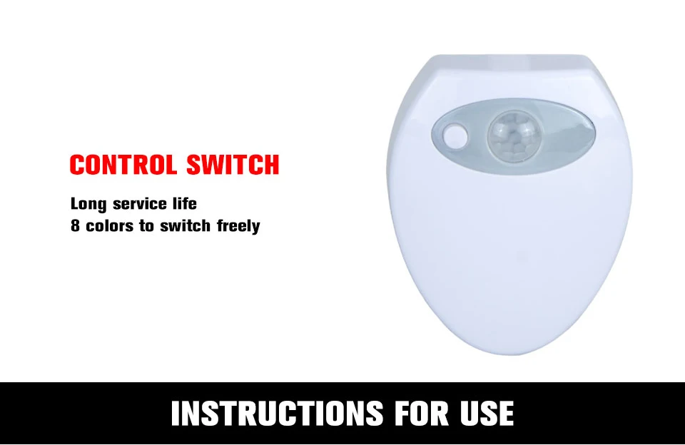 Motion Sensor Toilet Seat Lighting 8 Colors Backlight Toilet Bowl Automatic Night Lamp 3 AAA Seat Sensor Light LED Toilet Lamp (23)
