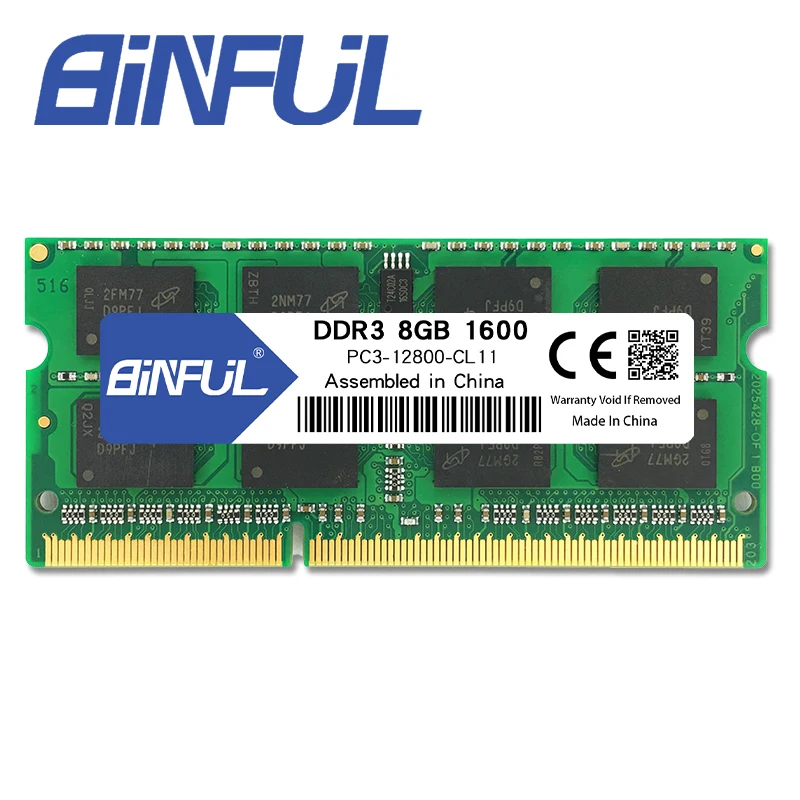 Binful бренд DDR3 PC3-12800s 8 Гб 1600 МГц для ноутбука оперативная память 204pin ноутбук 1,5 В напряжение пожизненная Гарантия