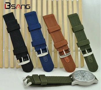 

18mm 20mm 22mm 24mm Dark blue Brown Green Black Nylon Canvas Durable Sport Watch Strap comfortable men's Women watch band