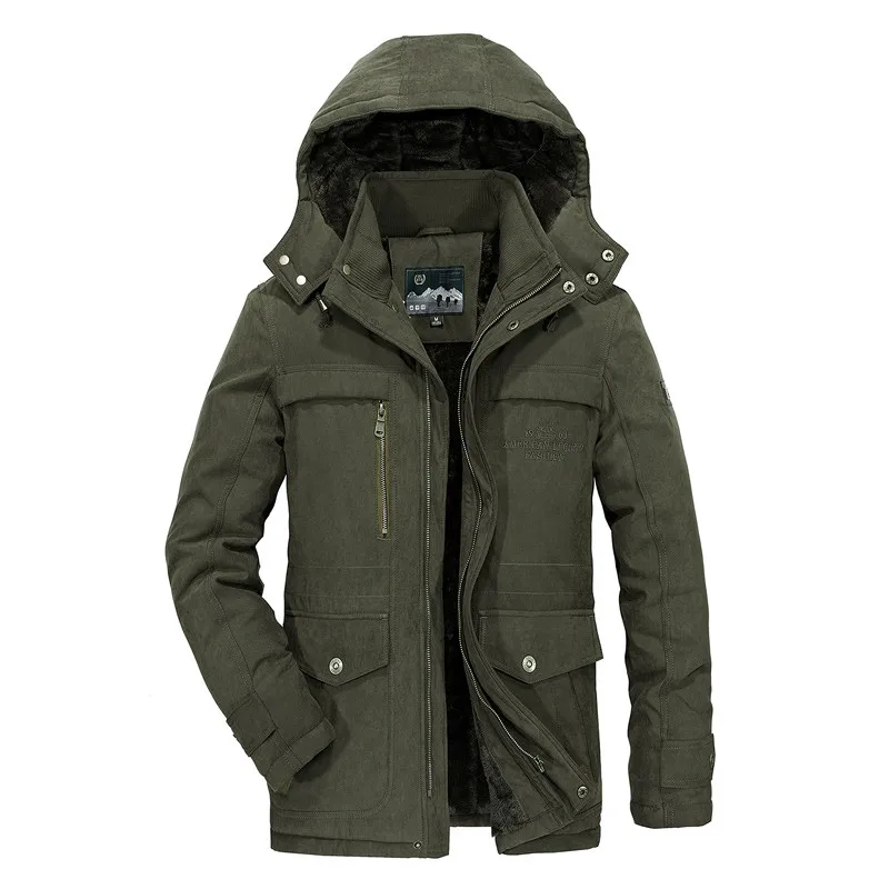 

SRTM Mens Slim Hooded Coats Warm Thick Men Cotton Coats Parkas 2019 Winter Khaki Casual Male warm Jacket Large Size M-5XL