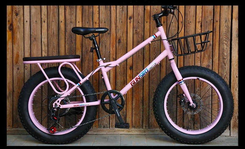 Clearance KUBEEN Snow Bike MTB 20" 7 21 24 27 speed double disc mountain Fat Bicycle Suspension Steel Frame 4" Tire aluminum wheel 20kgs 14