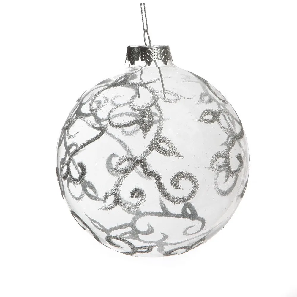 Стеклянные шары, Рождественская елка, украшение для мероприятия вечеринки, свадебная безделушка x 4 с серебряными линиями, дизайн